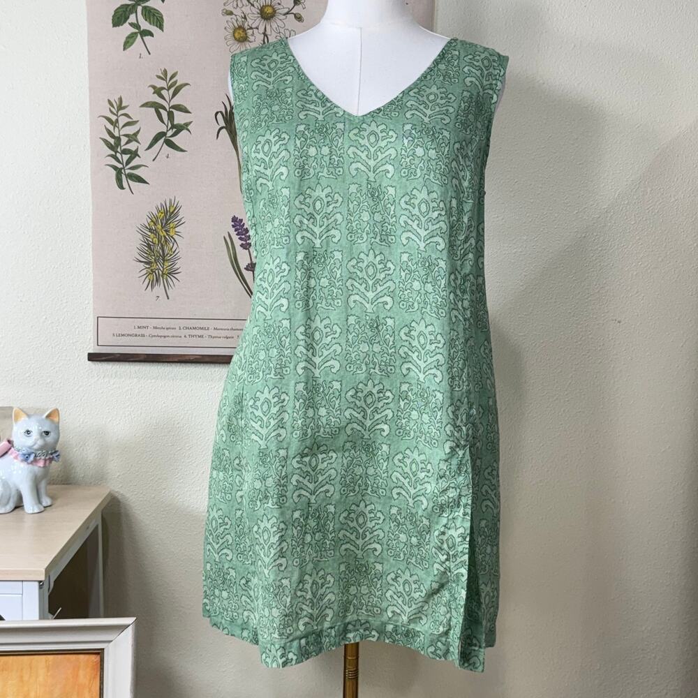 Pure J.Jill Element Print Linen Tunic Top Coastal Cowgirl Forest Fairy Grunge XL
